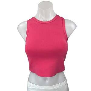 Zara Pink Knit Sleeveless Racerback Cami Camisole Crop Sweater Tank Top Size M